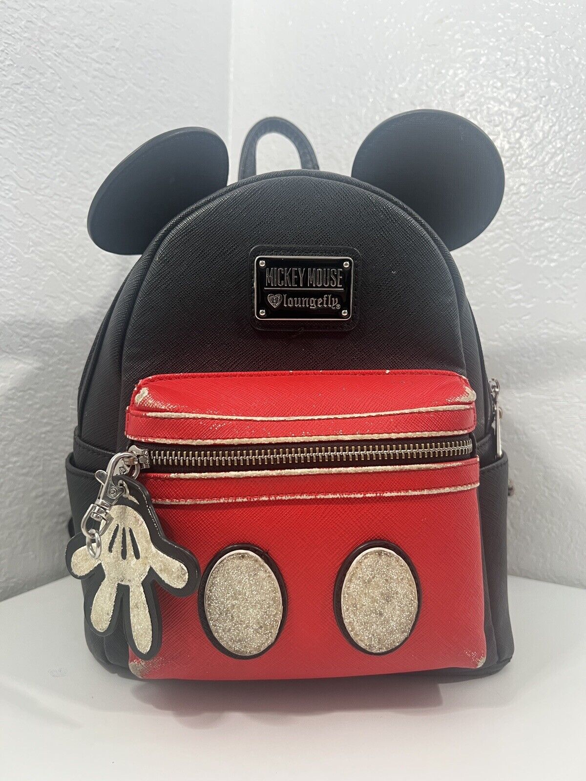 Disney Loungefly Mickey Mouse Backpack Bag Black Red (See Flaws)