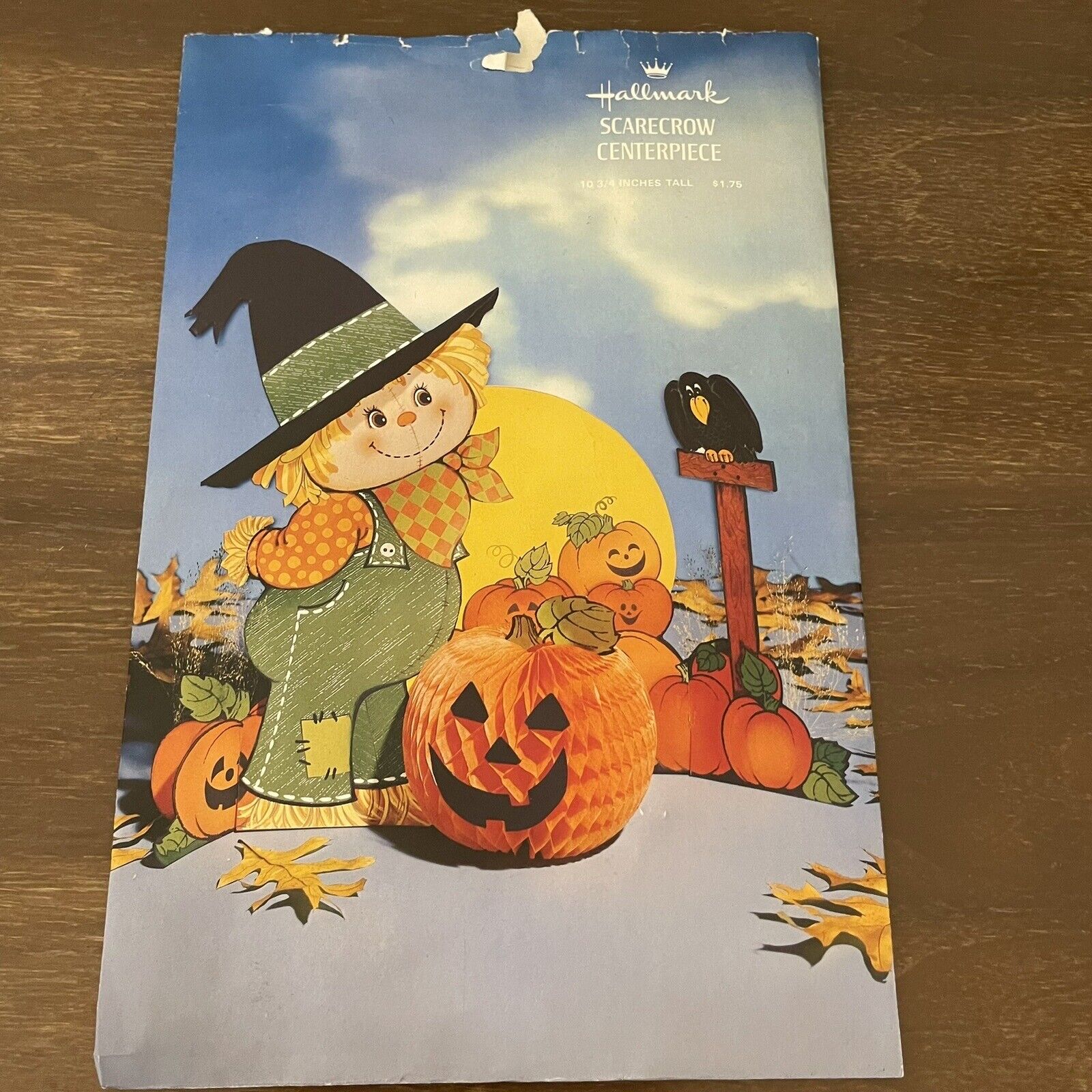 Rare Vtg Hallmark 80s Scarecrow Pumpkin Honeycomb Fall Table Centerpiece + Mini