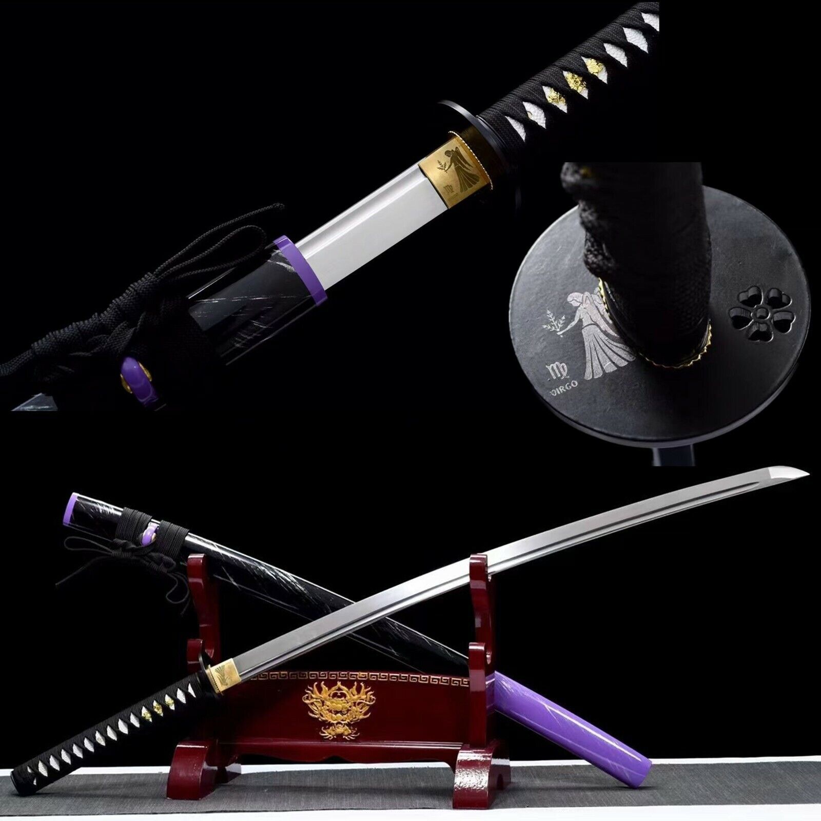 Virgo Constellation Japanese Samurai Sword Katana 9260 Spring Steel Sharp Cut