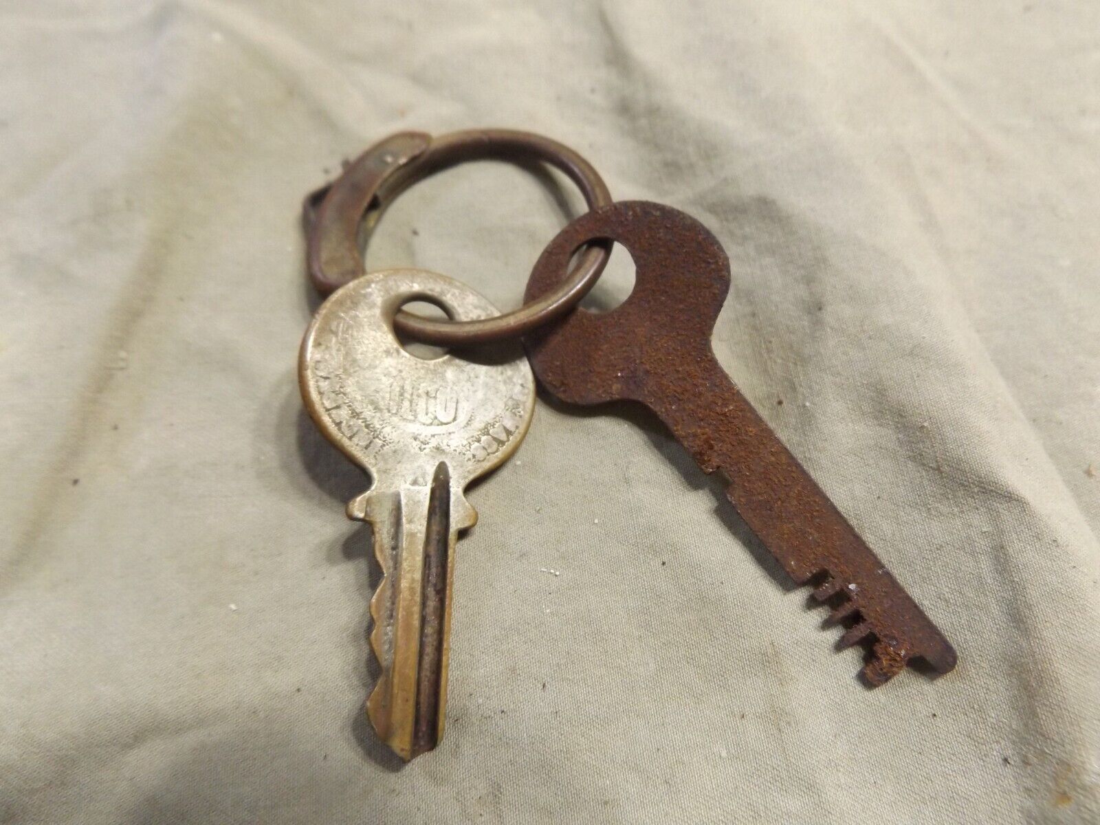 2 Vintage Antique Keys ILCO Brass Steel Unmarked