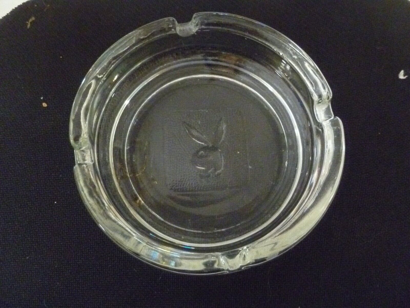Playboy Bunny clear glass ashtray 4 inch