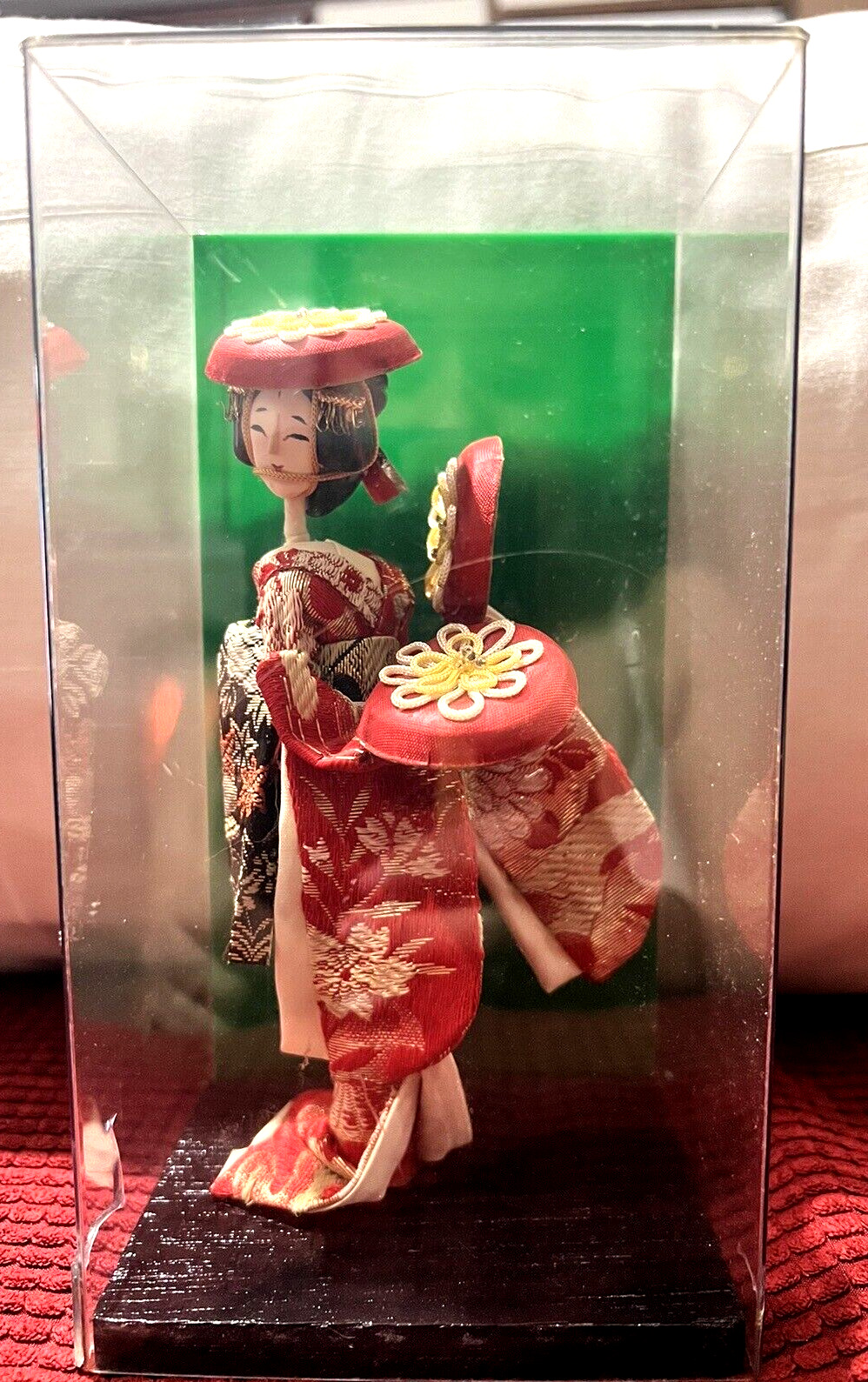 Vintage Japanese Geisha Doll in Plastic Box JAPAN 1975 Wood And Fabric