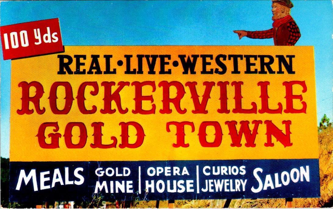SD South Dakota ROCKERVILLE GOLD TOWN Roadside Attraction Sign (Closed) Postcard