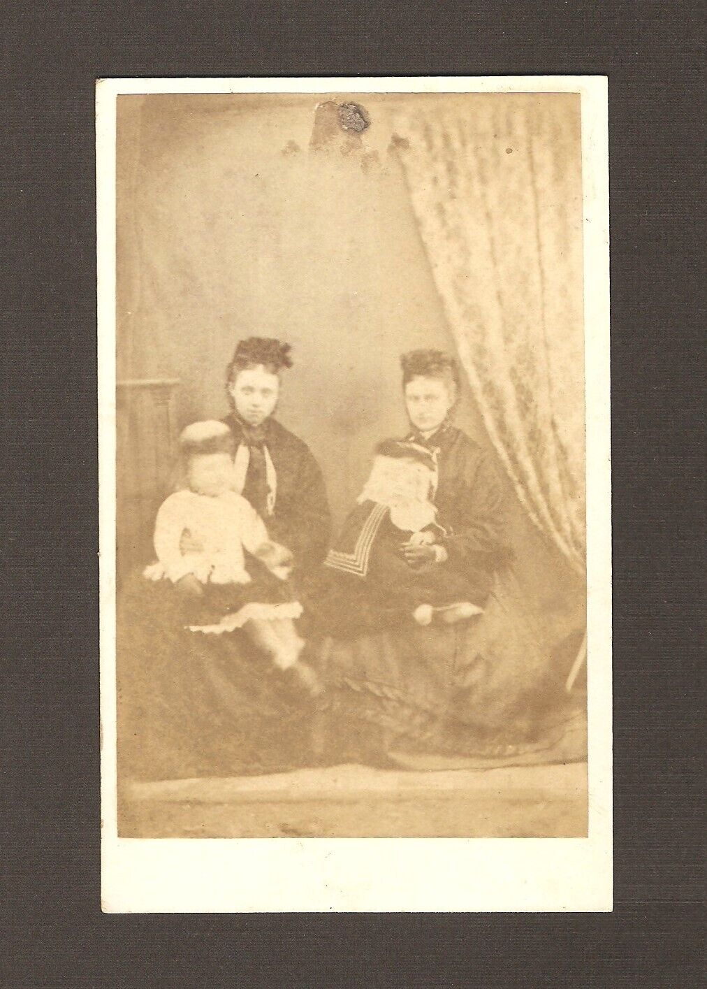 Vintage Antique CDV Photo Victorian Women Mothers w/ Young Baby Children Kids