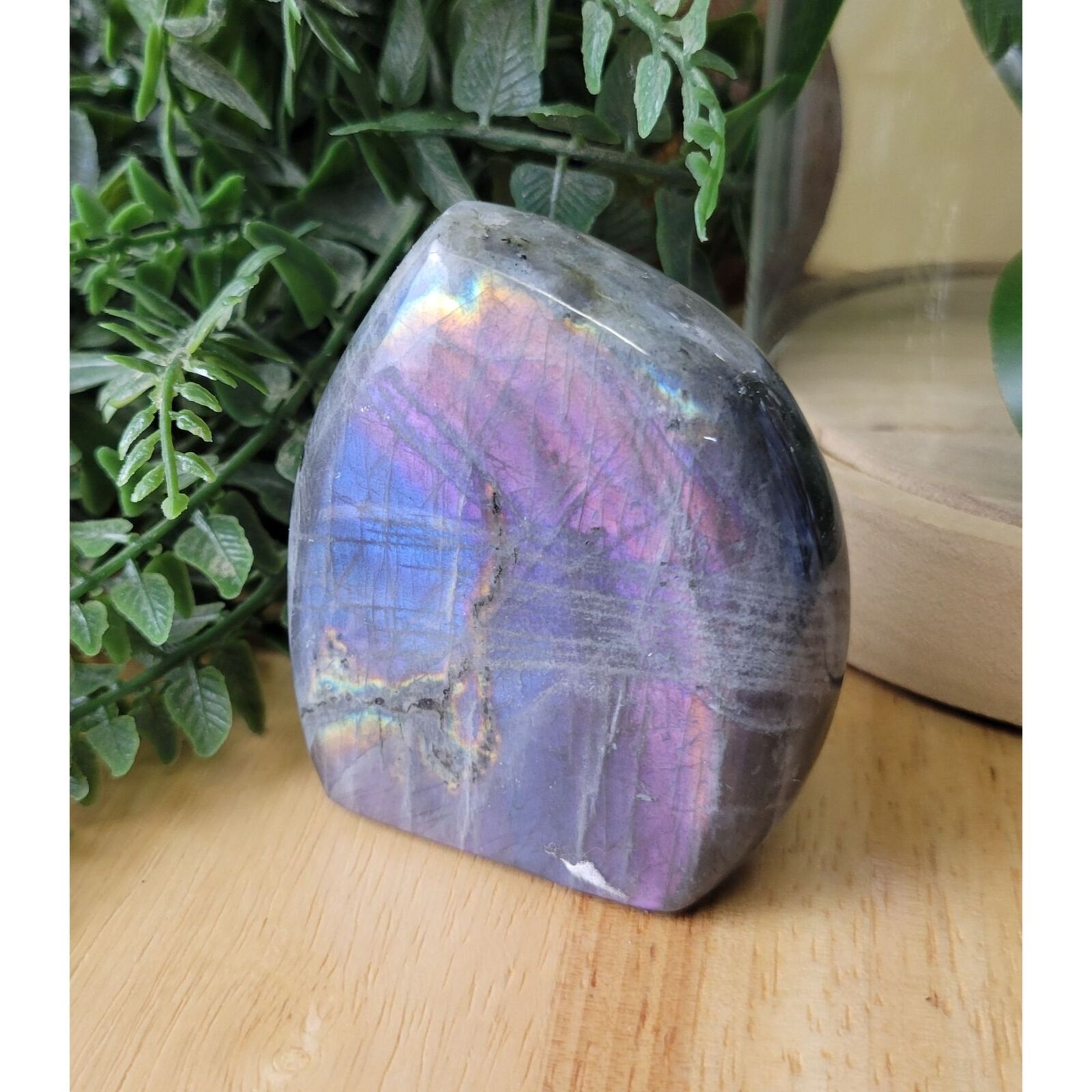 Flashy Purple Blue Pink Rainbow Labradorite Freeform Crystal Rock