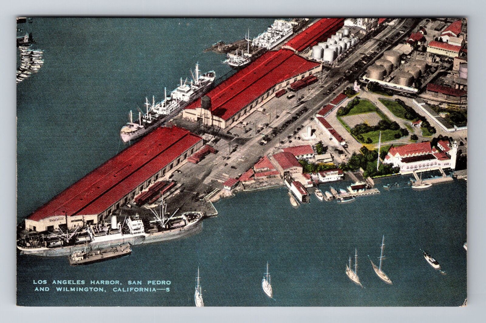 Los Angeles CA-California, Los Angeles Harbor, Vintage Souvenir Postcard
