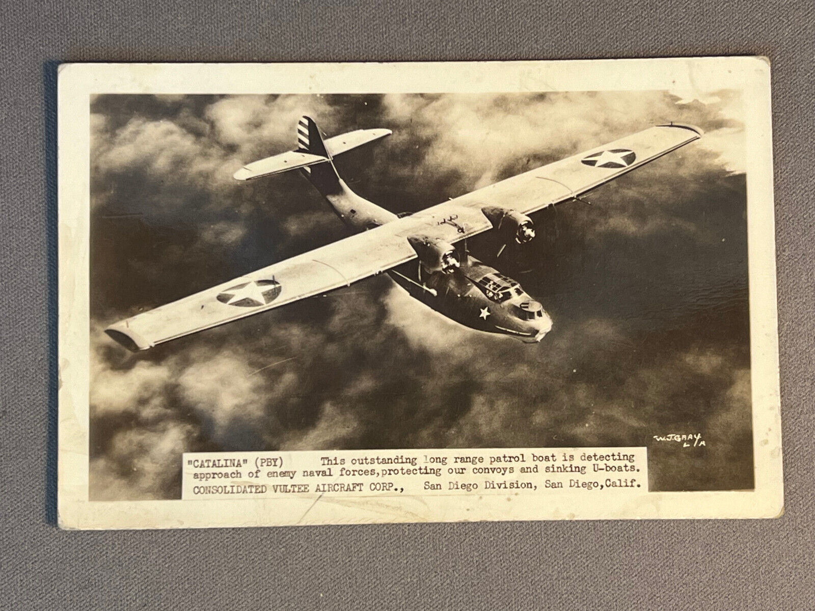 Airplane RPPC, Catalina (PBY), Consolidated Vultee Aircraft Corp. ca 1940