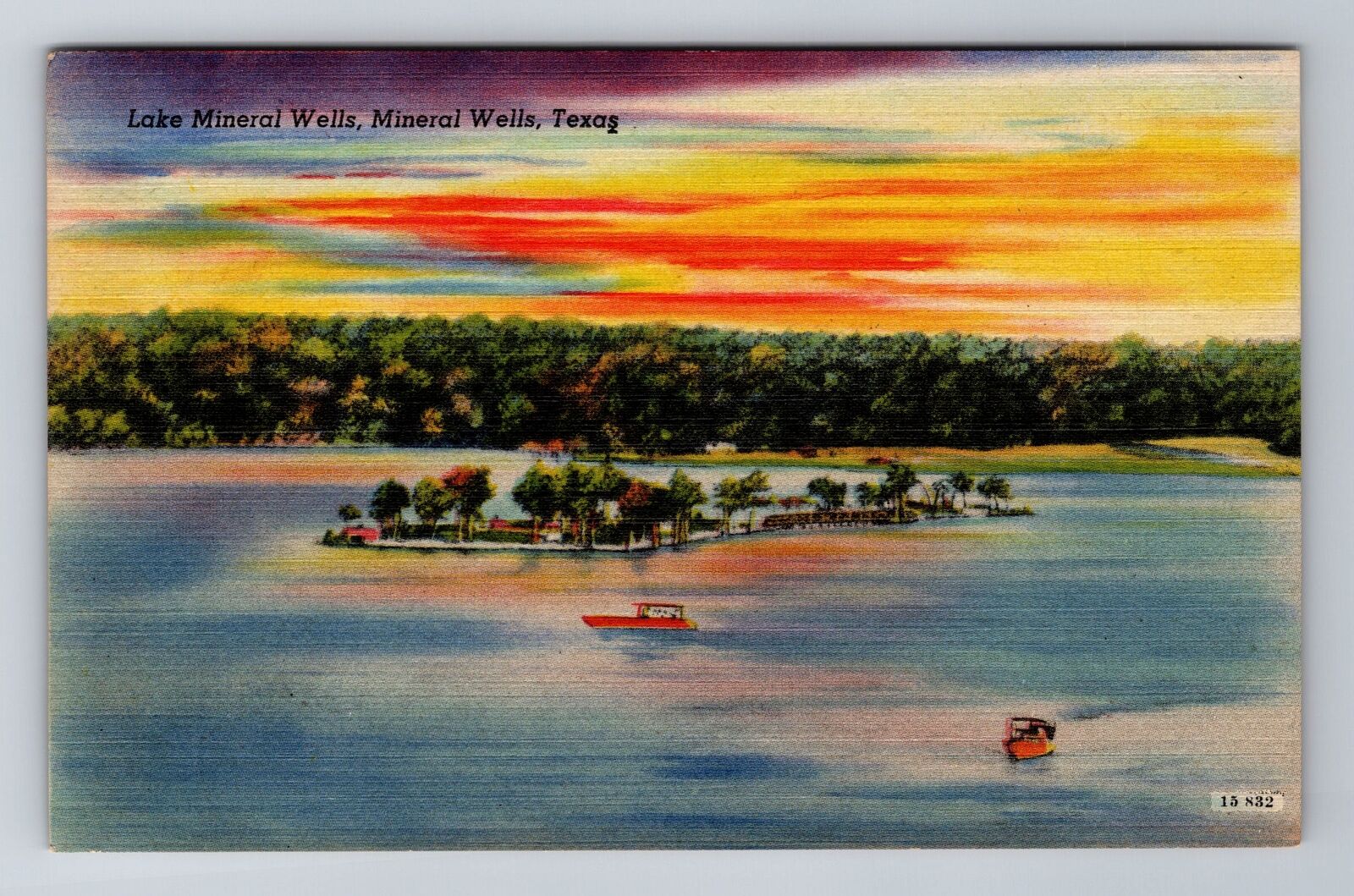 Mineral Wells TX-Texas, Lake Mineral Wells, Antique, Vintage Souvenir Postcard