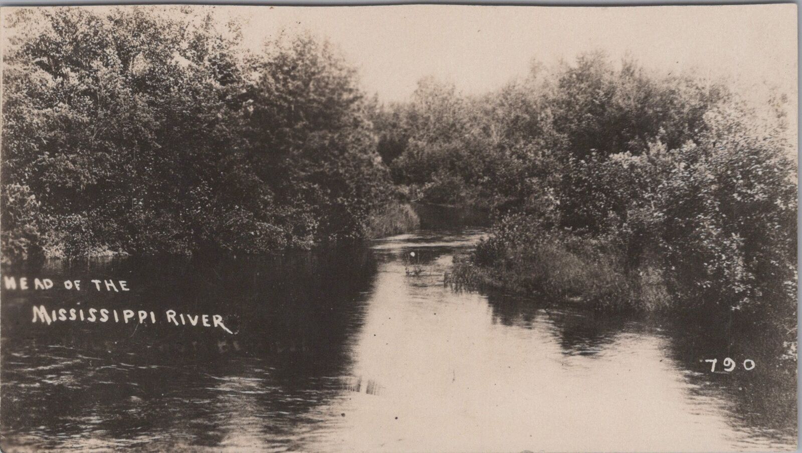 ZAYIX Real Photo Postcard HEAD OF THE MISSISSIPPI RIVER MINNESOTA LAKE ITASCA