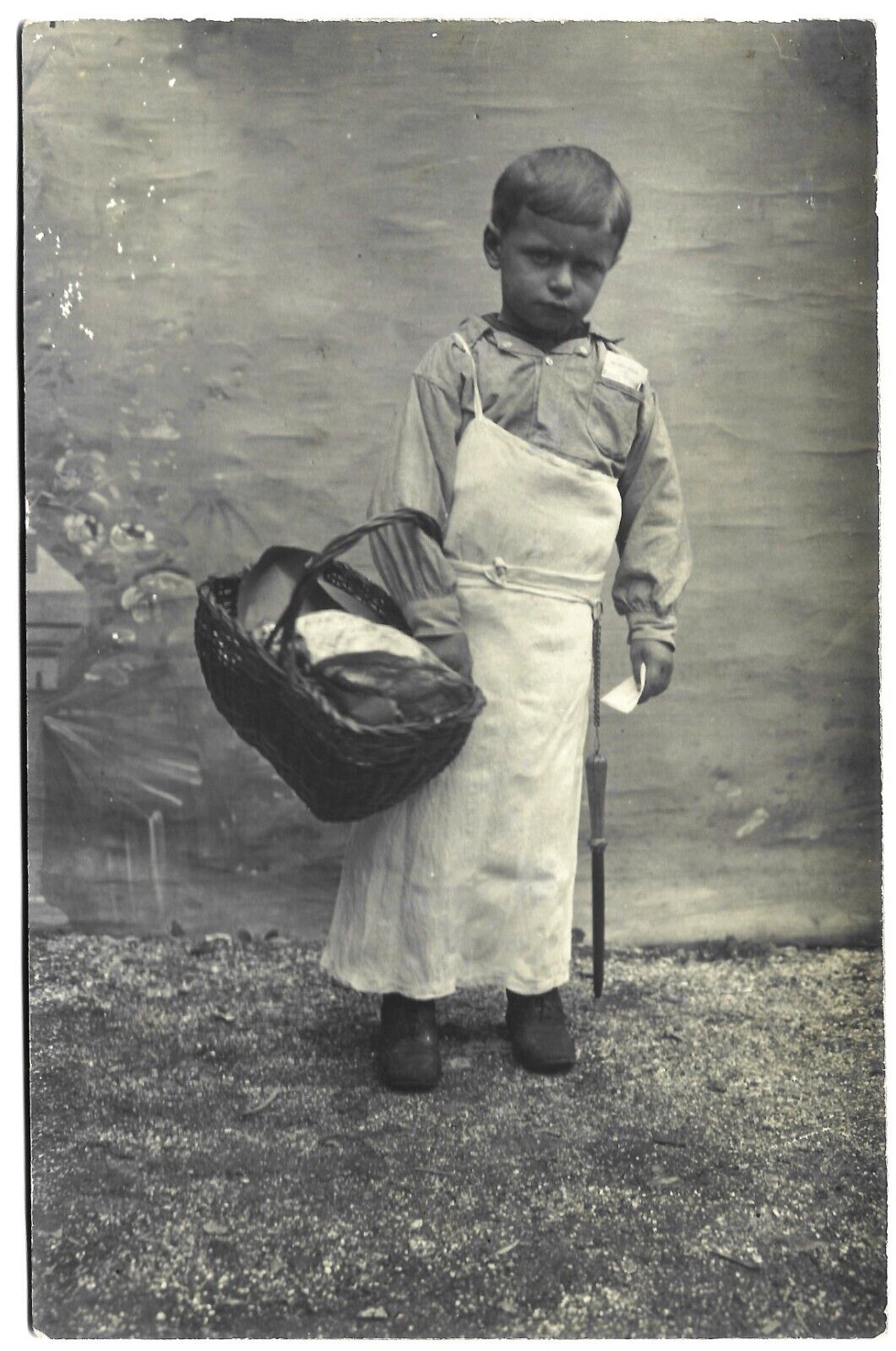 Delivery Boy Trade Shop Children 1910´s - RPPC - Social History - Photo Postcard