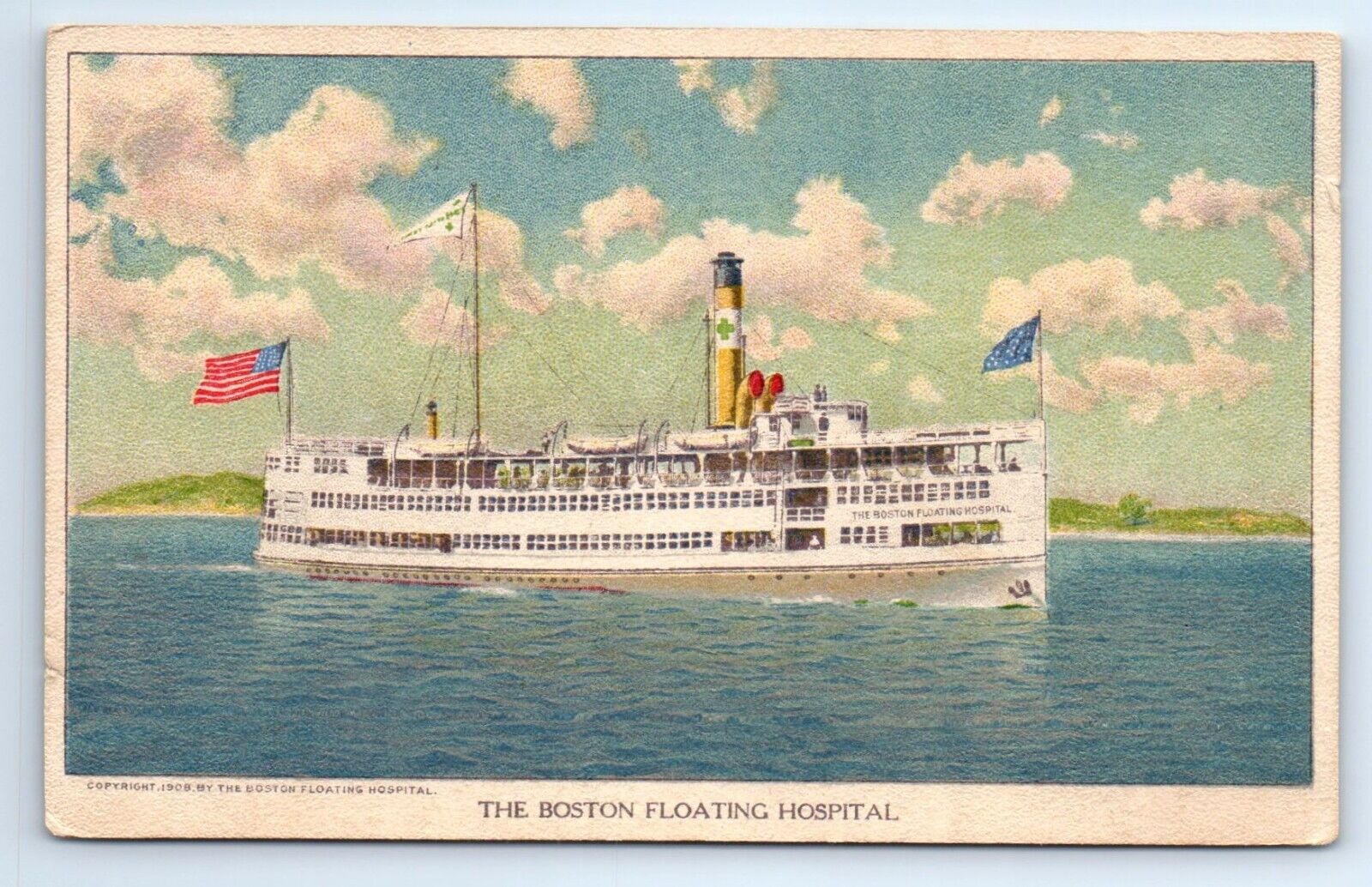 The Boston Floating Hospital Charity Healthcare Postcard 1908 Unused