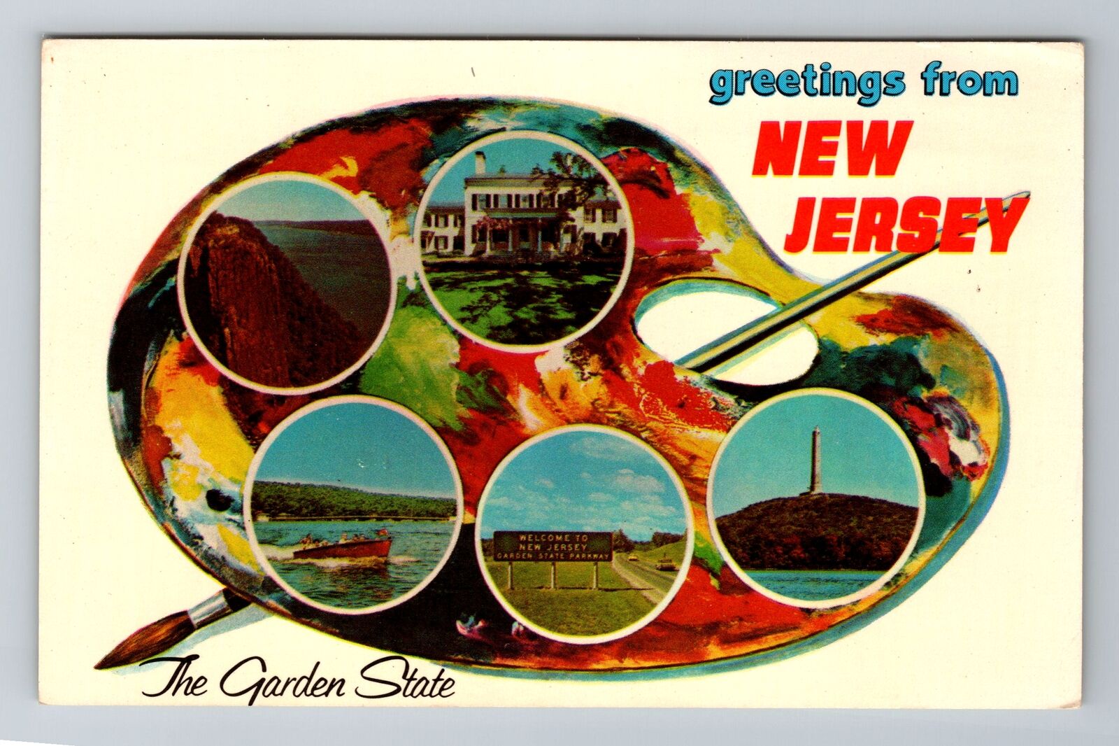 New Jersey, NJ-New Jersey, Scenic Greetings, Artist, Garden, Vintage Postcard