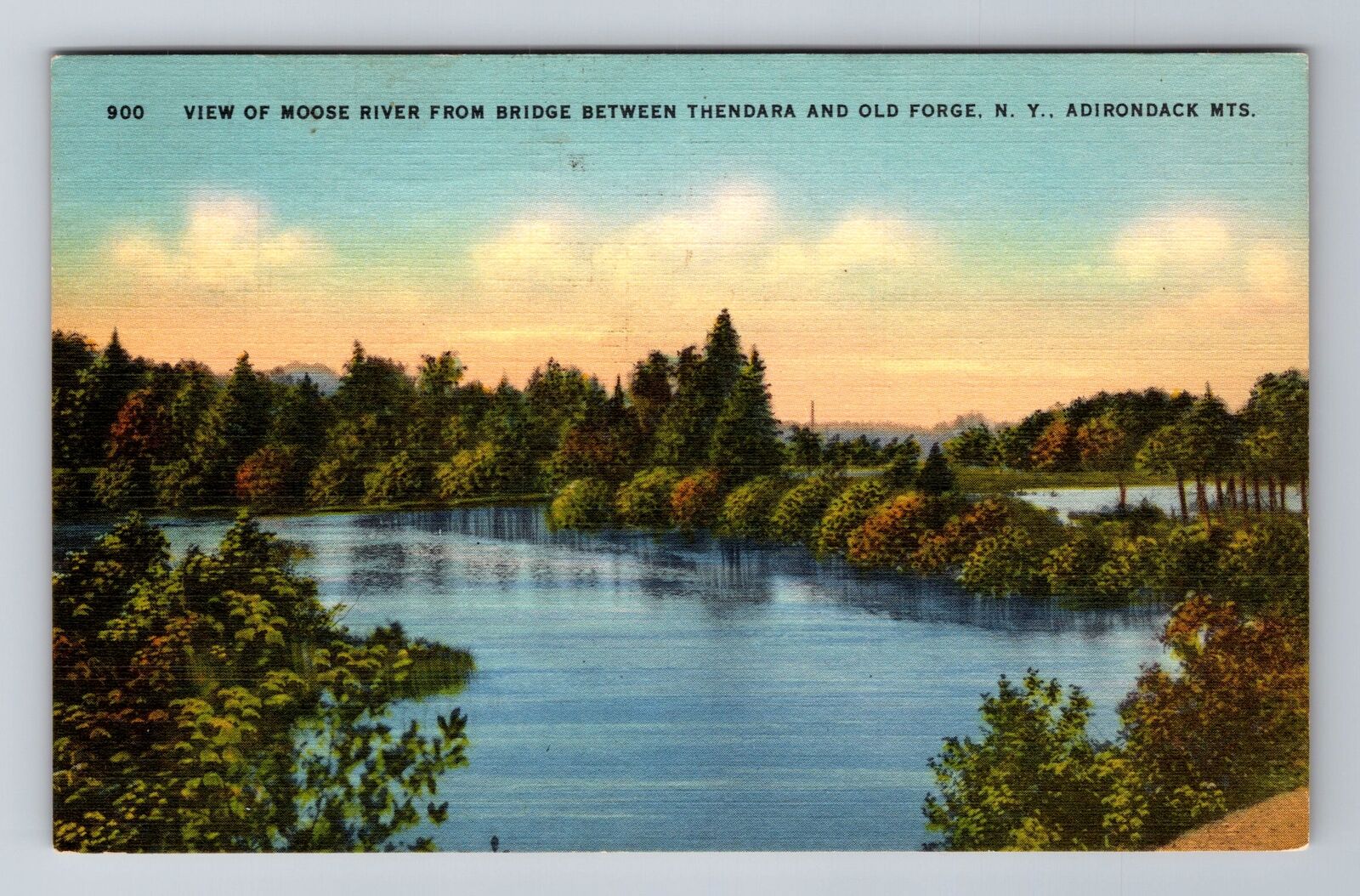 Thendara NY-New York, View Of Moose River From Bridge, Vintage Postcard