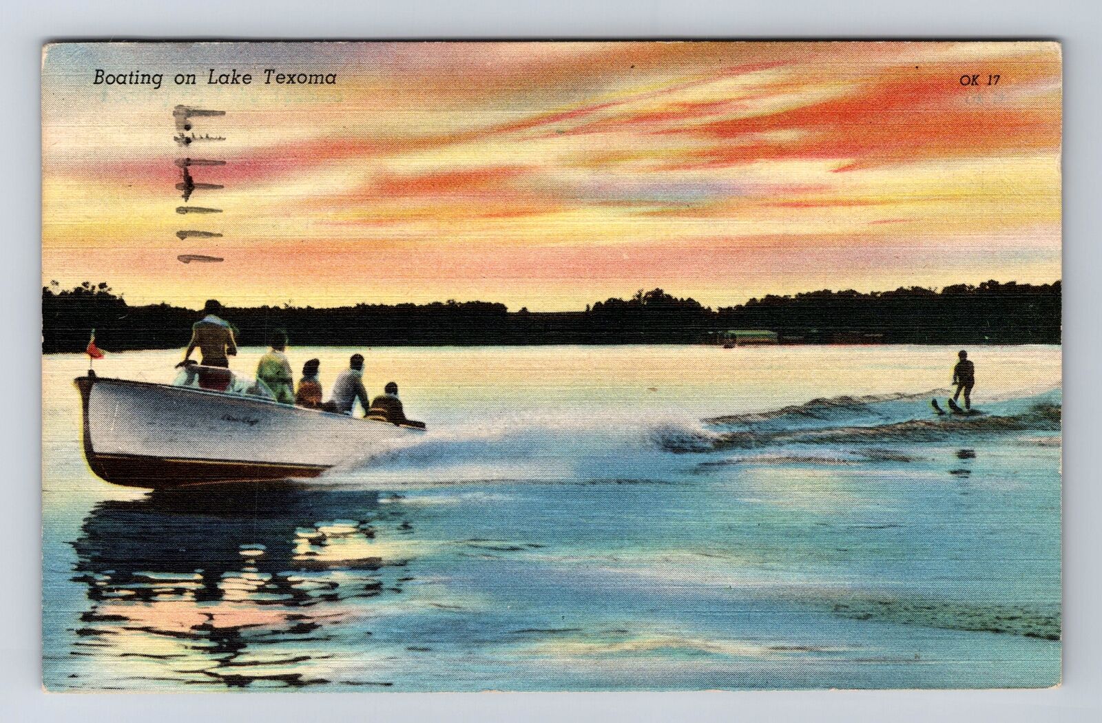 OK-Oklahoma, Boating On Lake Texoma, Antique, Vintage c1950 Postcard