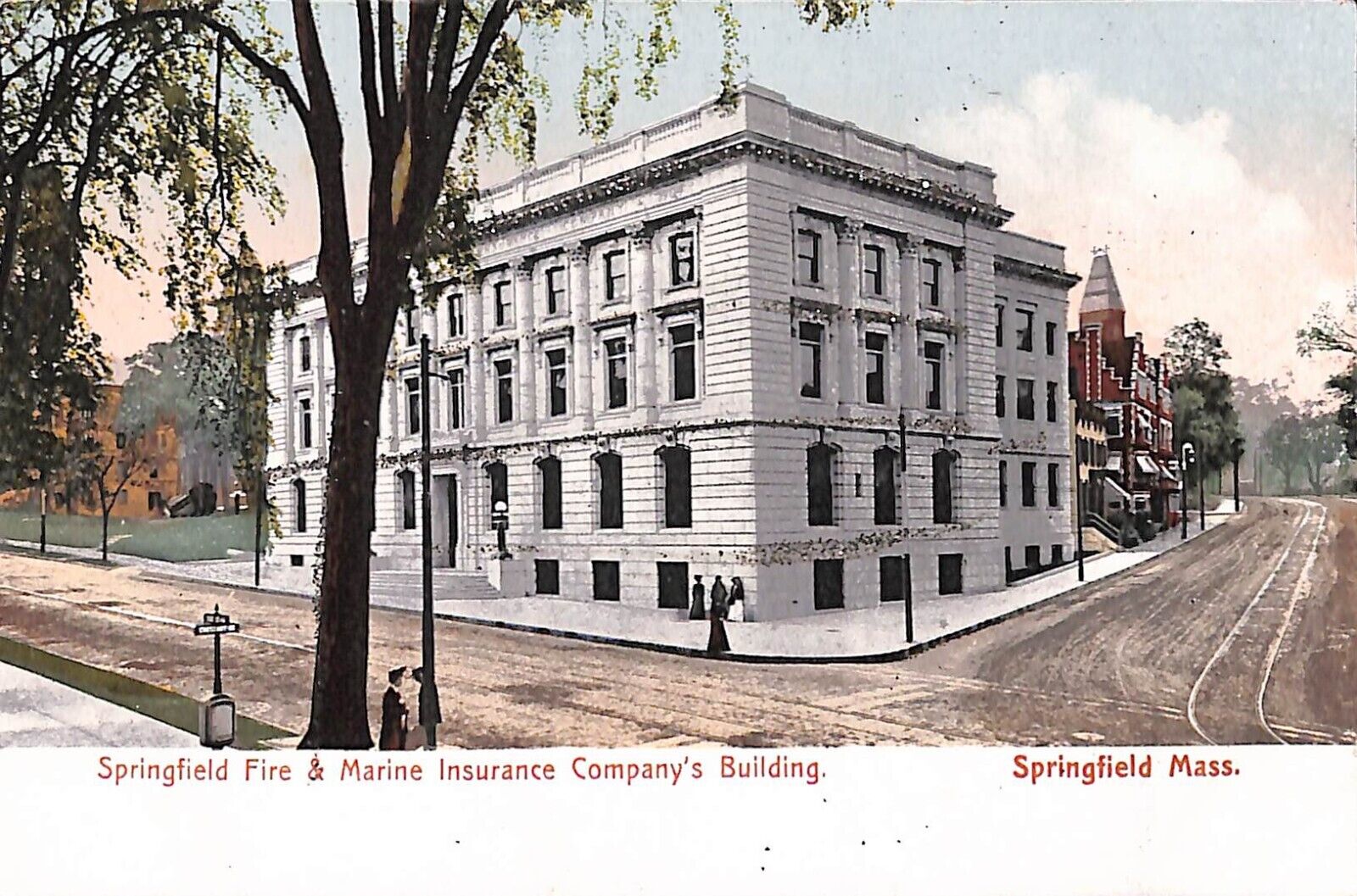 Springfield Massachusetts MA Fire & Marine Insurance Co Glitter Postcard