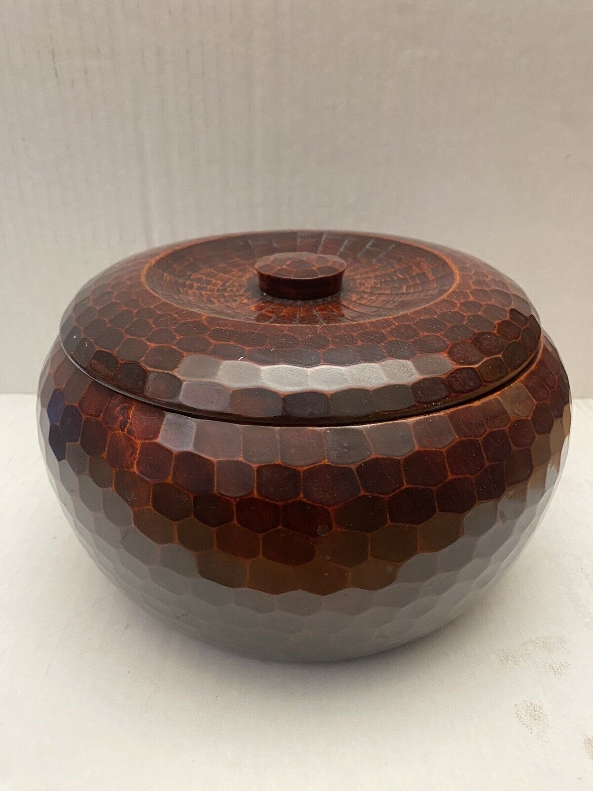 Vintage Japanese Rice Server Bowl w/ Lid, Hand Carved Wood Lacquer, Rare Ohitsu