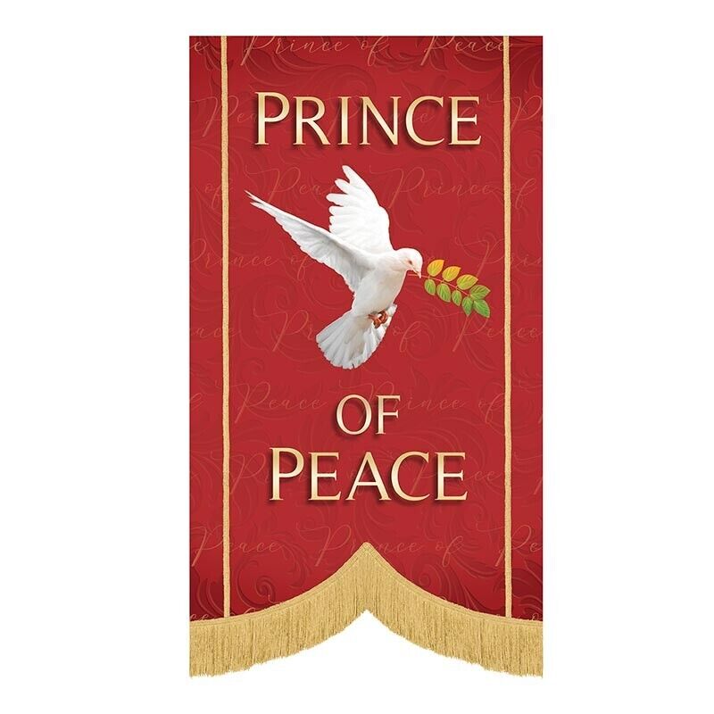 Old World Design Prince of Peace Fringed Inspirational Church Banner  5 Ft