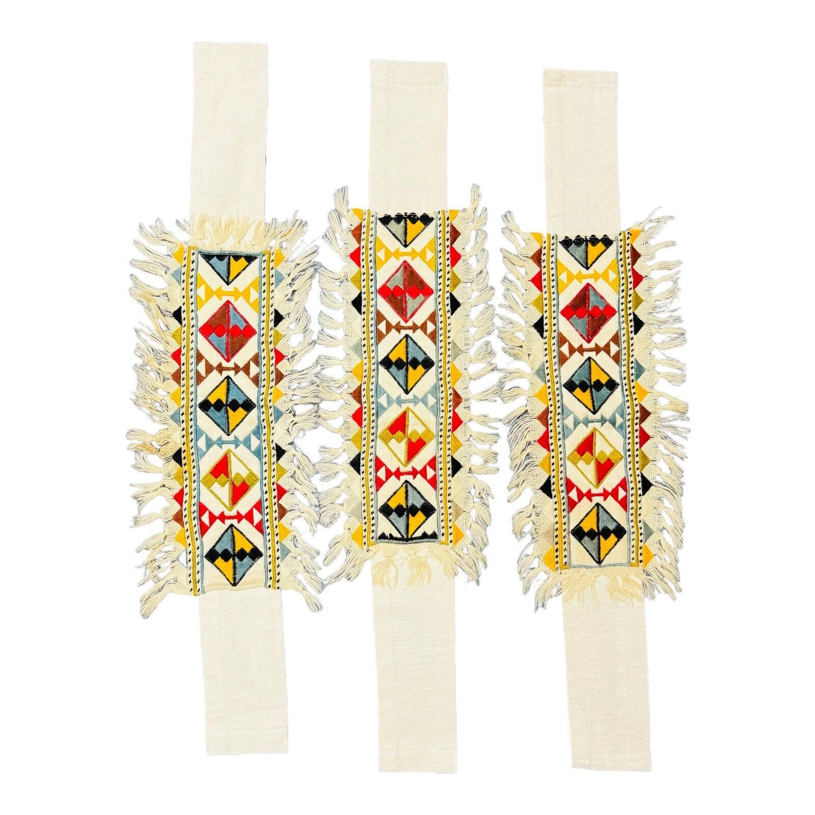 Vintage Native American Curtain Tie Backs Drape Tie Backs Set Of 3 RARE