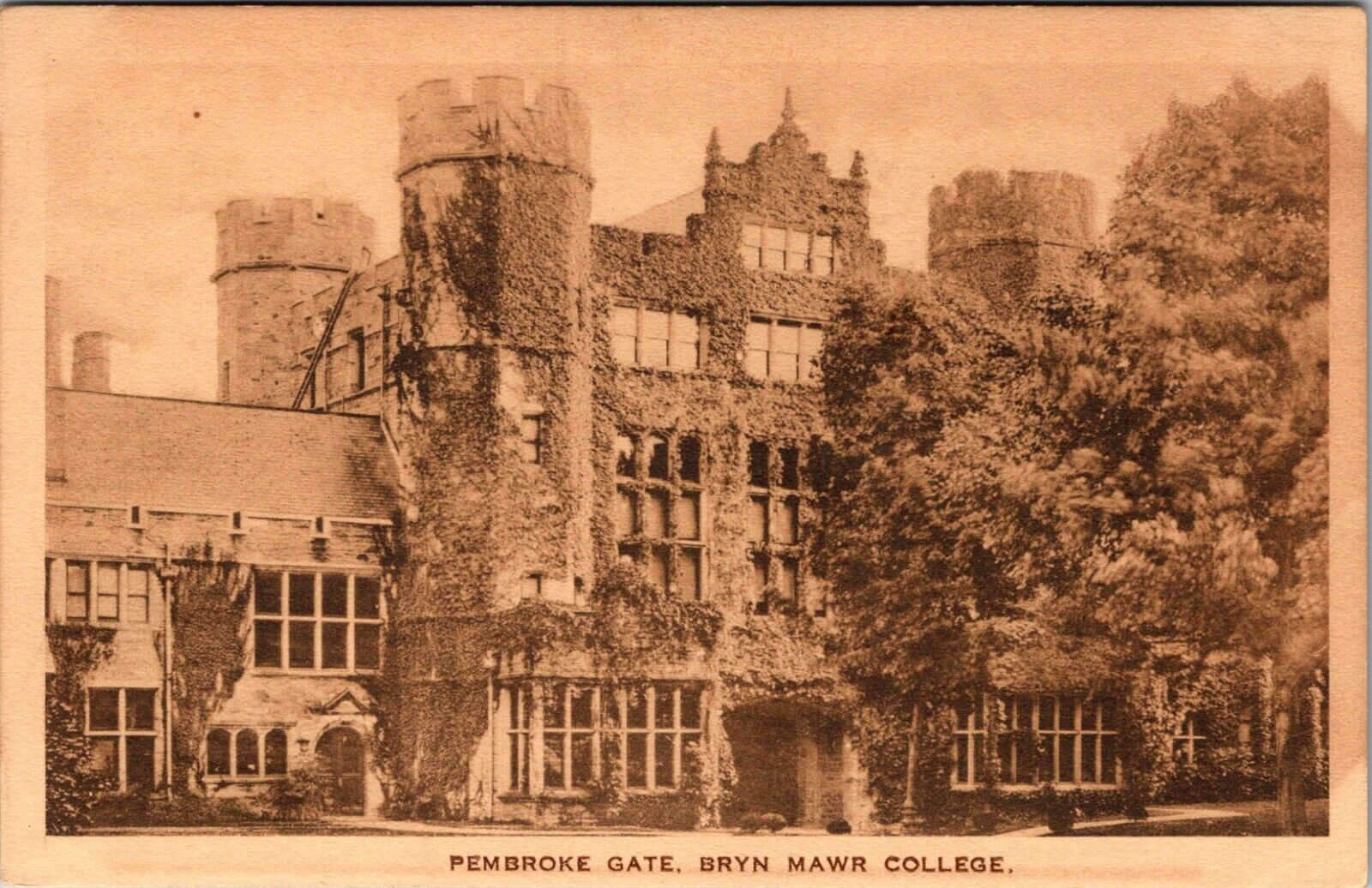 Bryn Mawr, PA Pembroke Gate Bryn Mawr College Vintage Postcard J926