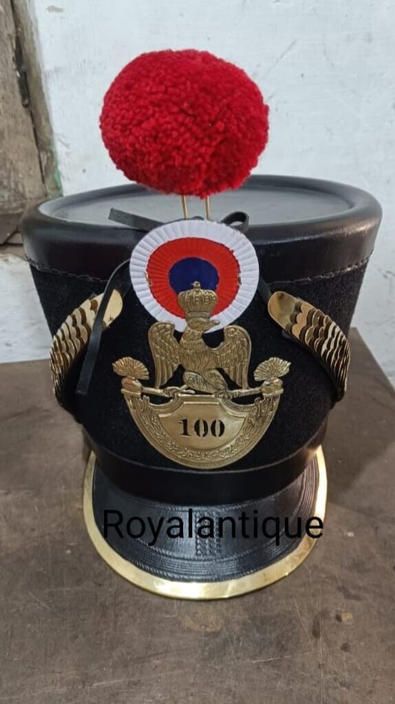 Napoleon Grenadier helmet , Leather shako Helmet, Shako Helmet