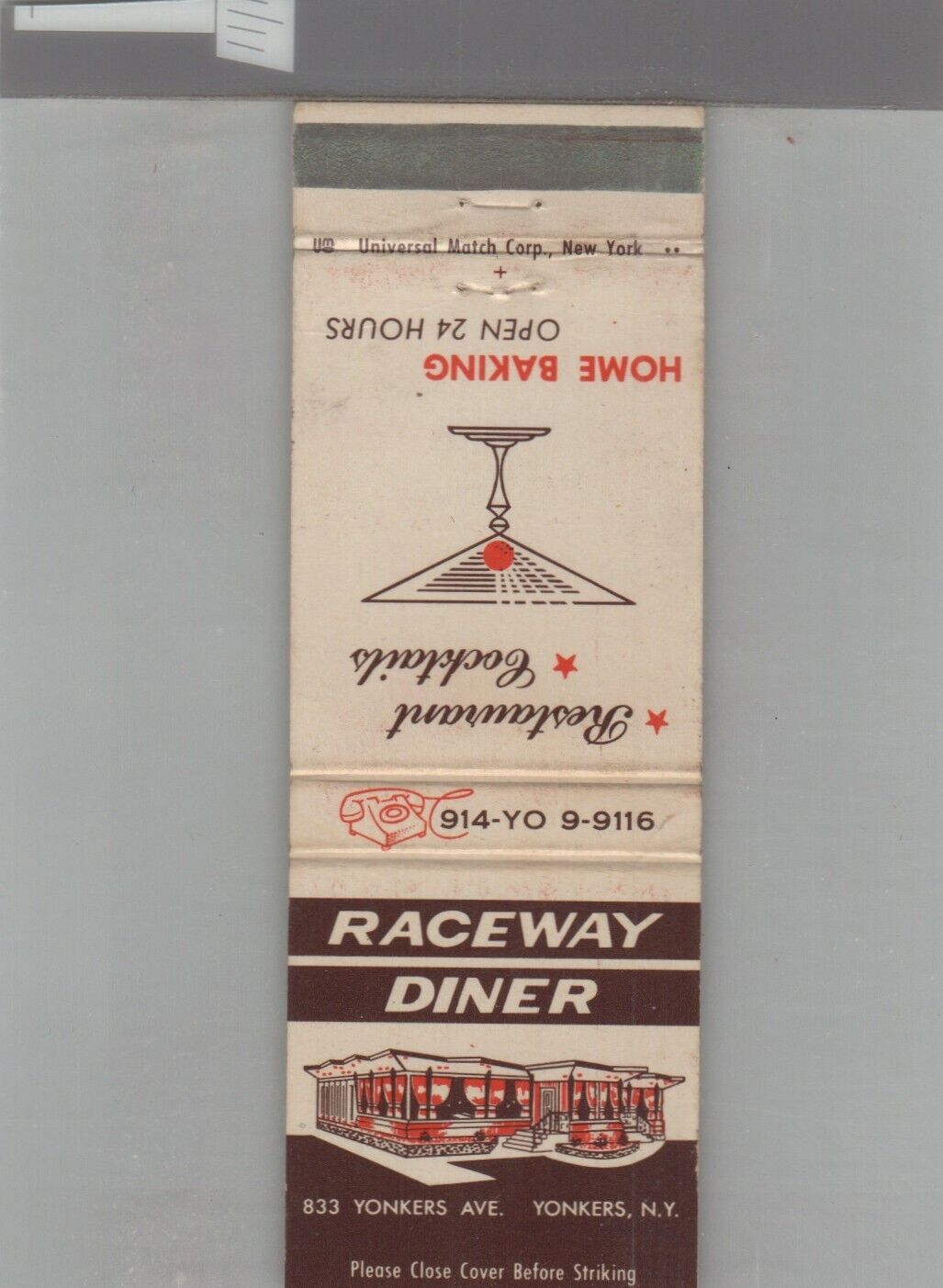 Matchbook Cover - Diner Raceway Diner Yonkers, NY