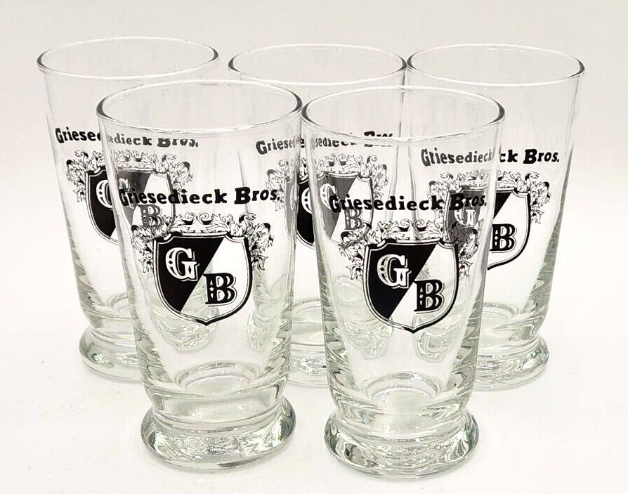 5 Vintage GB Griesedieck Brothers Beer Glasses 5 1/4\
