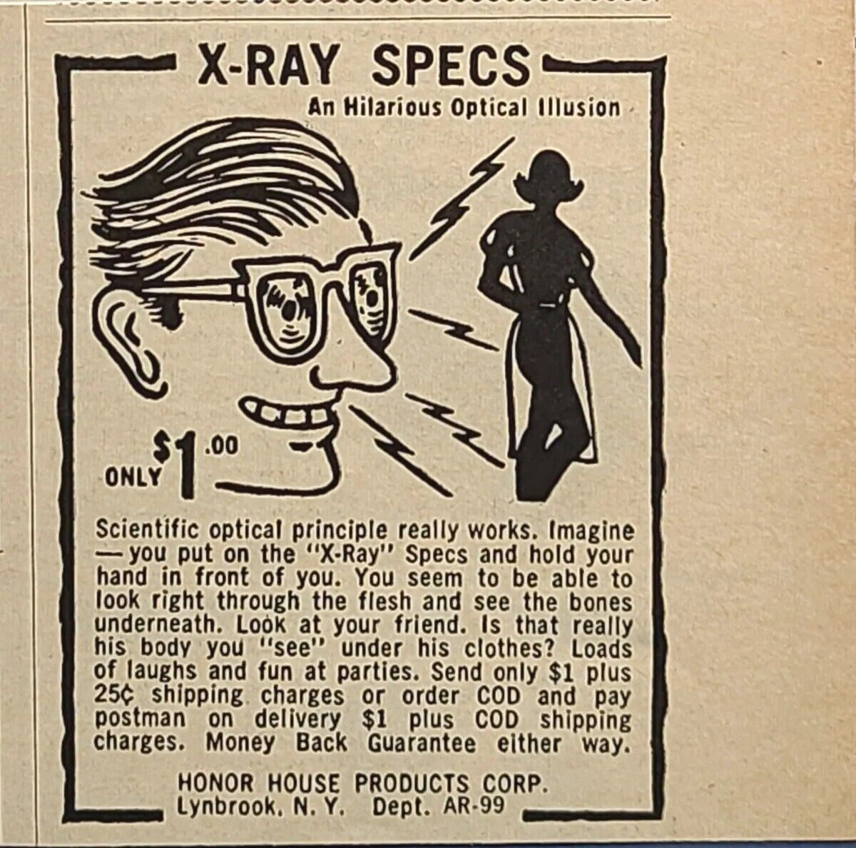 X-Ray Specs Optical Illusion Lynbrook NY Novelty Gag Vintage Print Ad 1964