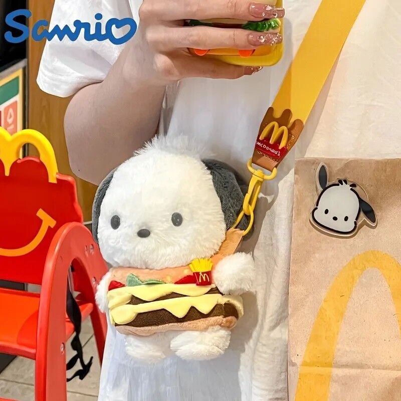 Mcdonalds × Sanrio Pochacco Hamburger Plush Toy Doll Bag Cross-Body Bag