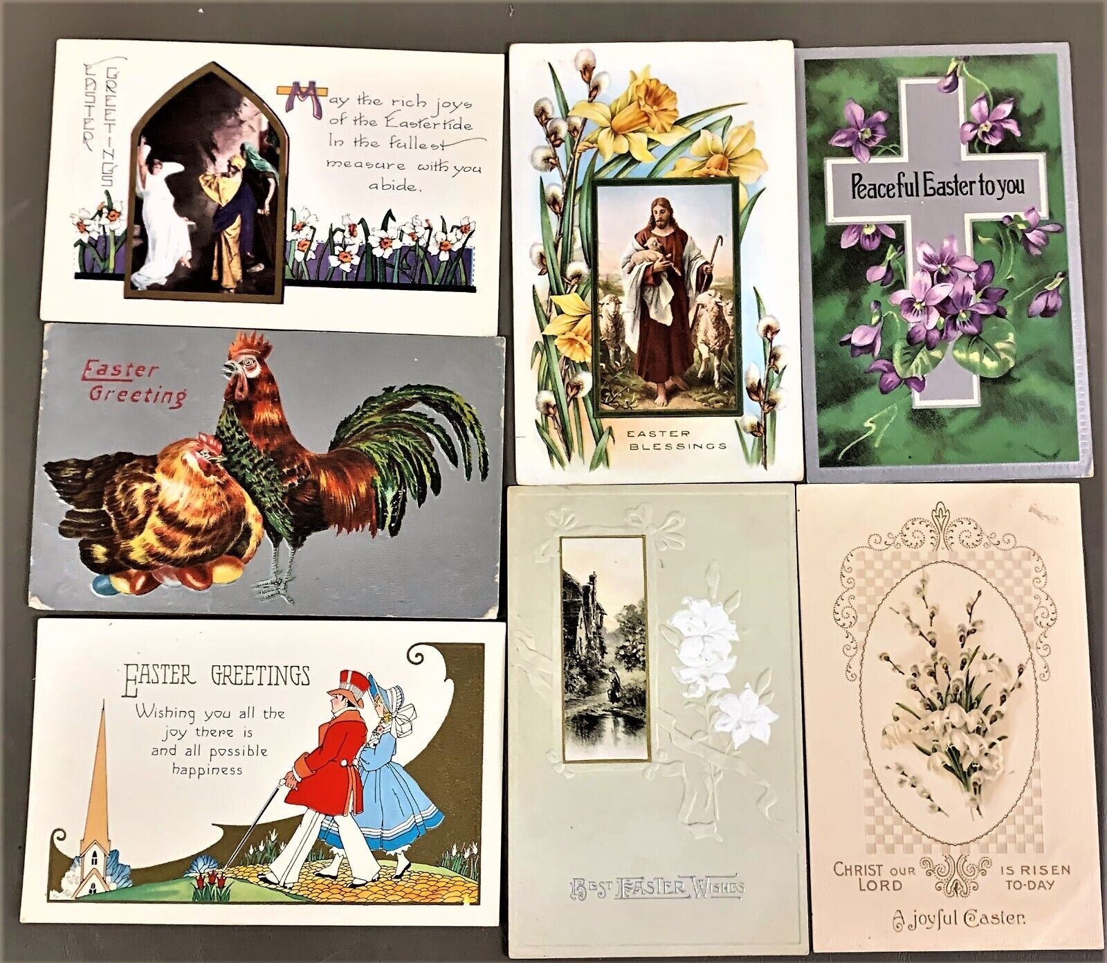 # T3725   EASTER  POSTCARD LOT,   7   DIF. CARDS