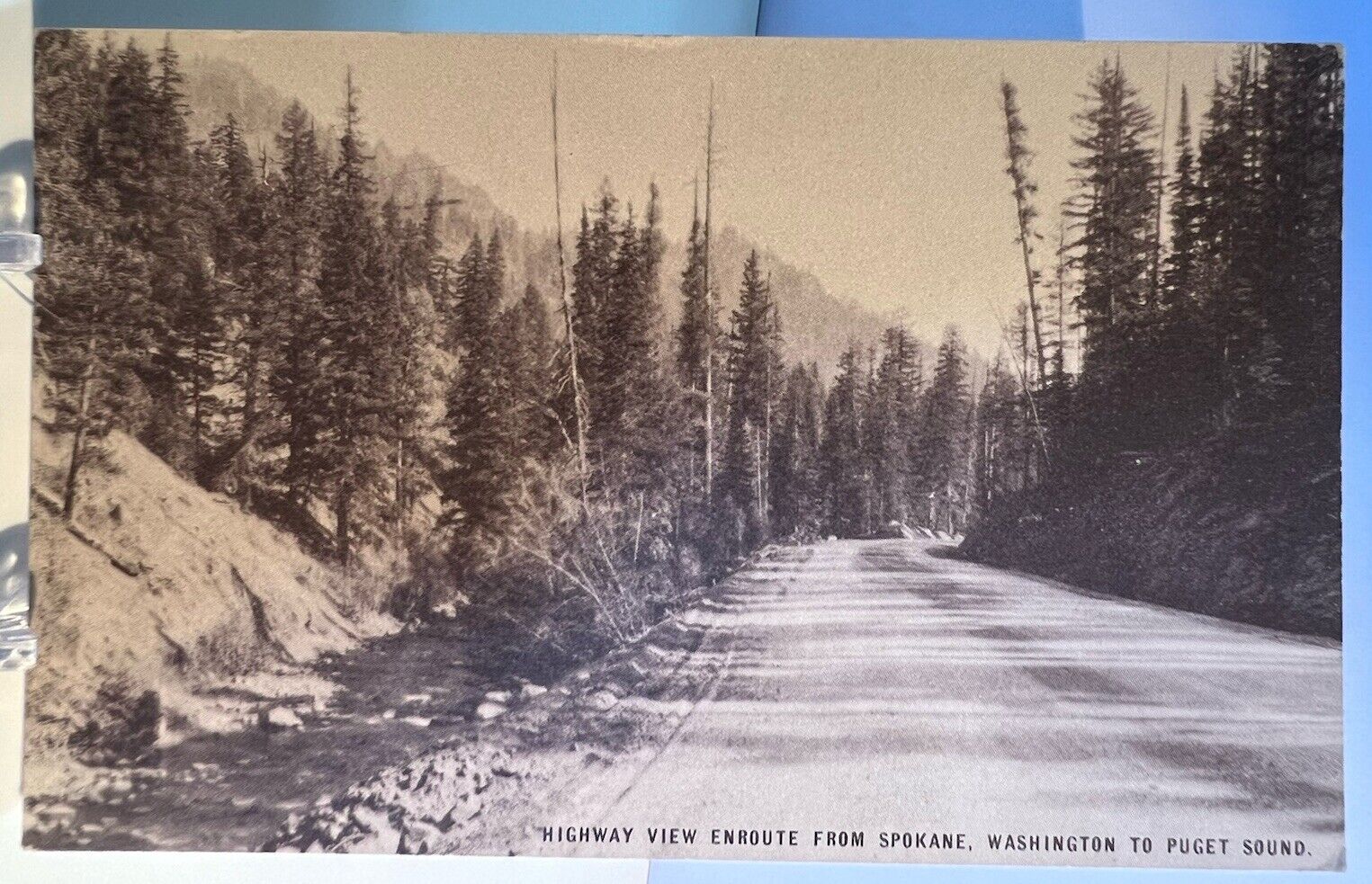 Spokane WA-Washington, Highway View Enroute from Spokane to Puget Sound Postcard