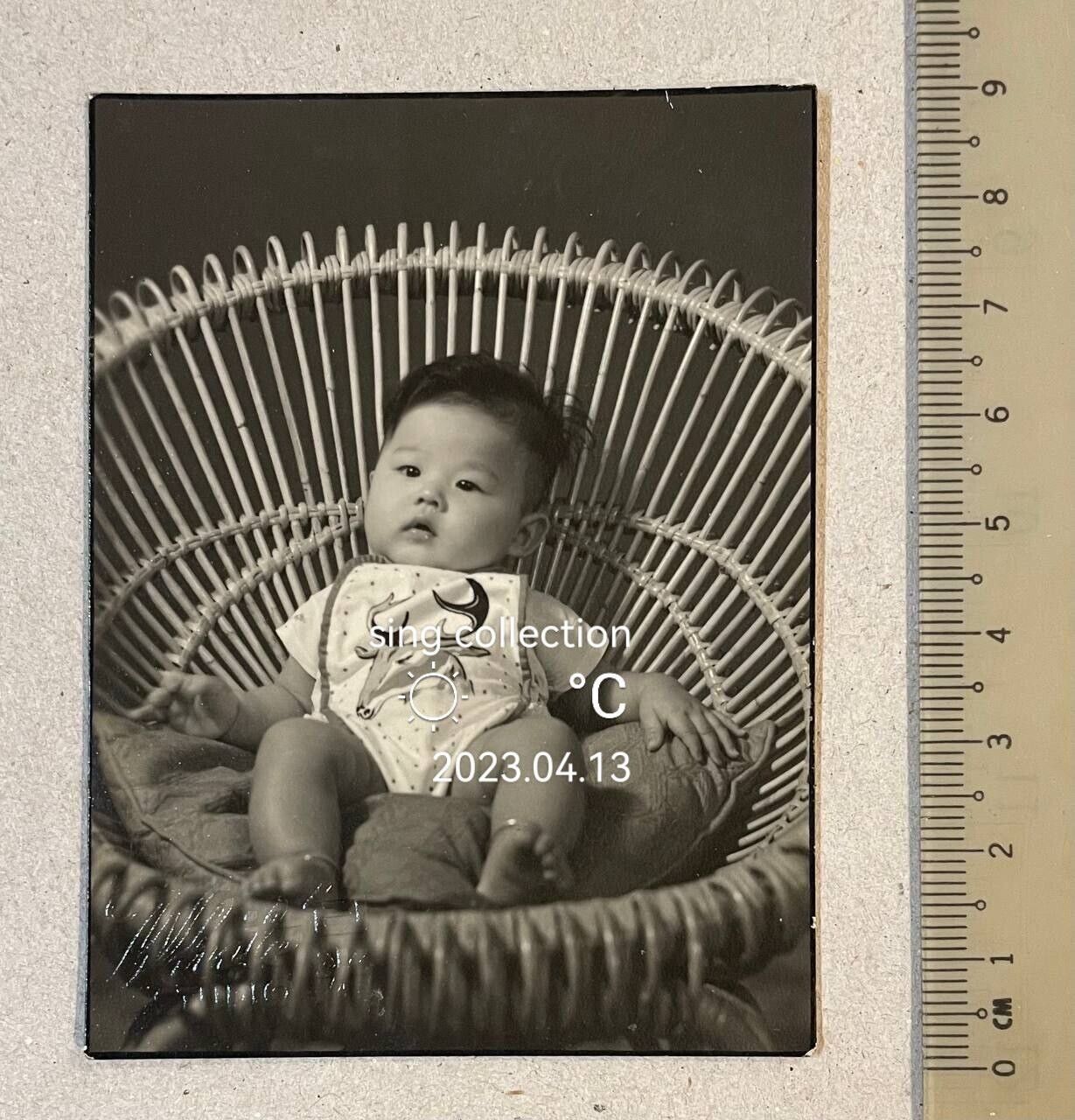 1956 Chinese baby boy children small White Studio photo 华侨老照片