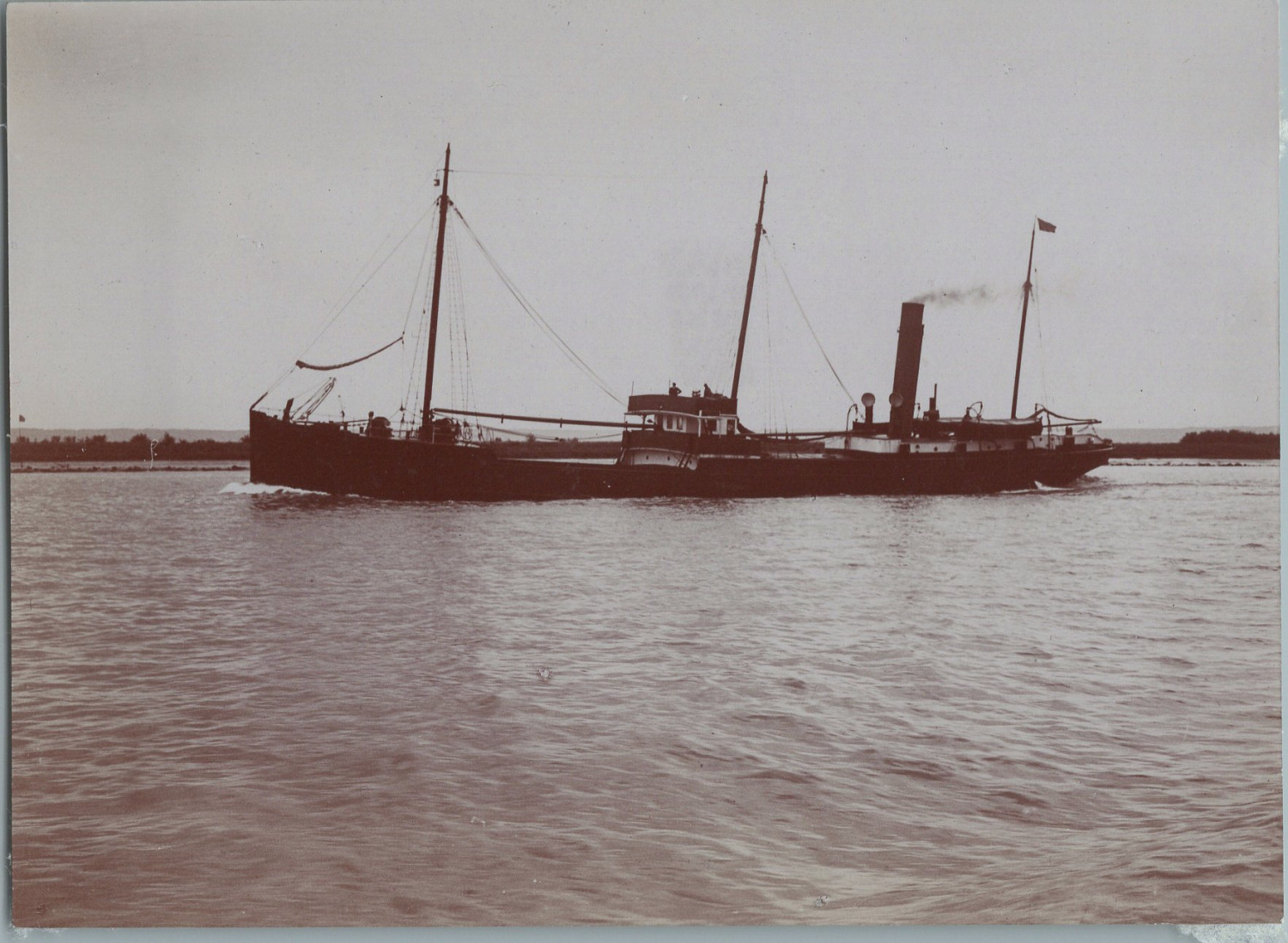 France, Seine-Maritime, boat descending the Seine Vintage print, print d' print
