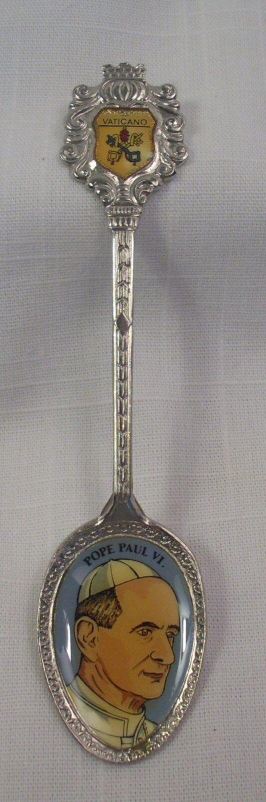 Vintage REU - W.Germany - Silver Plated/Enamel Pope Paul VI Collectable Spoon #2