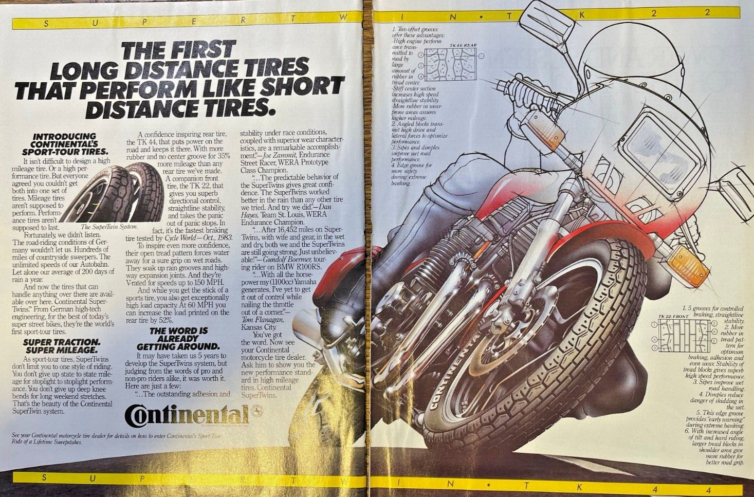 1984 Vintage Magazine Advertisement Continental Motorcycle Tires
