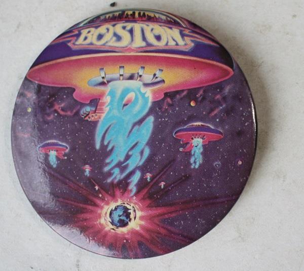 Boston Space Ship Colorful Album Cover Art Celluloid Pinback Pin ---
