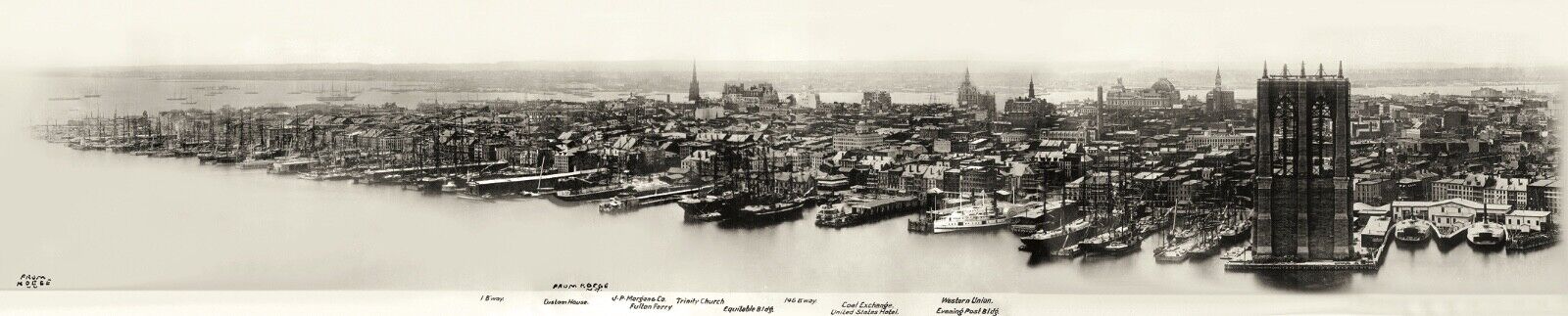 Panoramic of View Of New York from The Brooklyn Bridge - Joshua Beal circa 1876