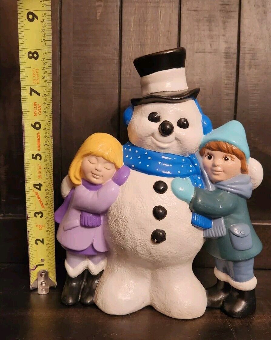 Vintage Ceramic Christmas Snowman with Children 8.5\