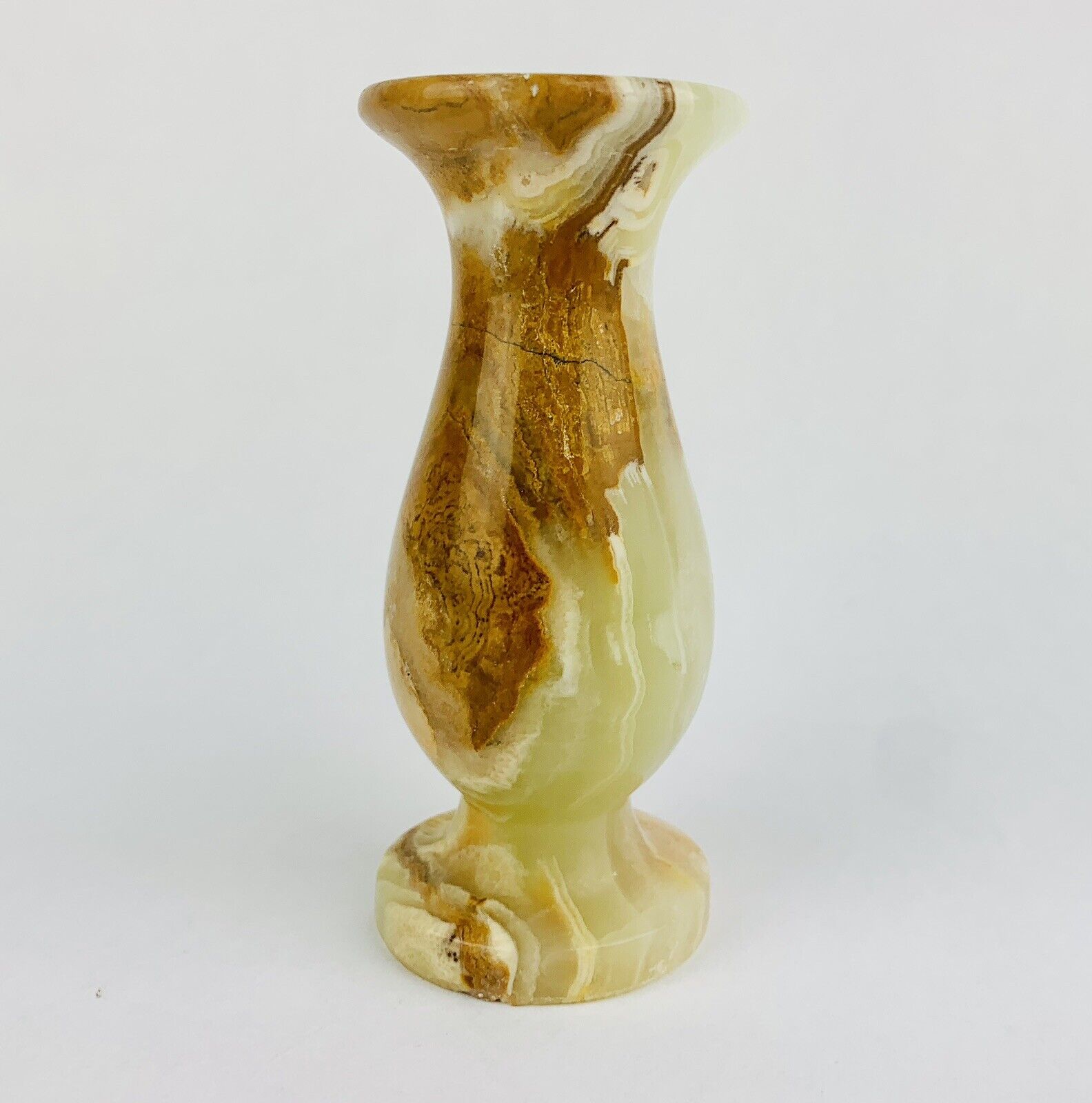 Vintage Vase Carved Marbled Onyx Stone 4” Bud Vase Marble Mystic Witchy Minerals