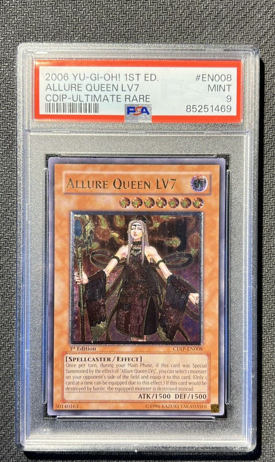 Yu-Gi-Oh Allure Queen LV7 CDIP-EN008 1st Edition EURO Ultimate Rare PSA 9 Mint