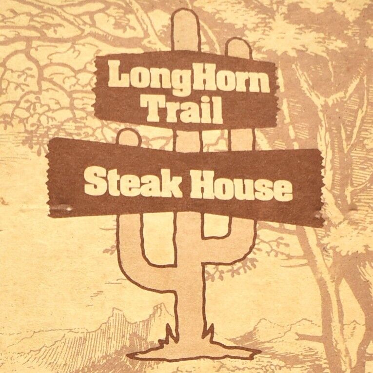 Vintage 1980s Longhorn Steakhouse Restaurant Dinner Menu