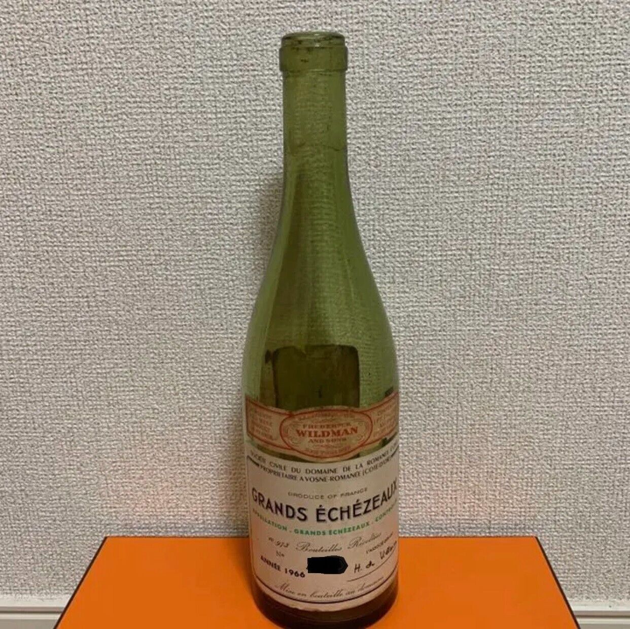 DRC Grands Echezeaux Empty Bottle No Cork Wine Vintage 1966 Extremely Rare