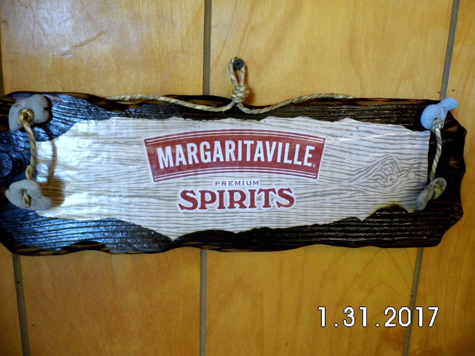 Handmade Wooden Margaritaville Premium Spirits Hanging Bar Sign Original 2017