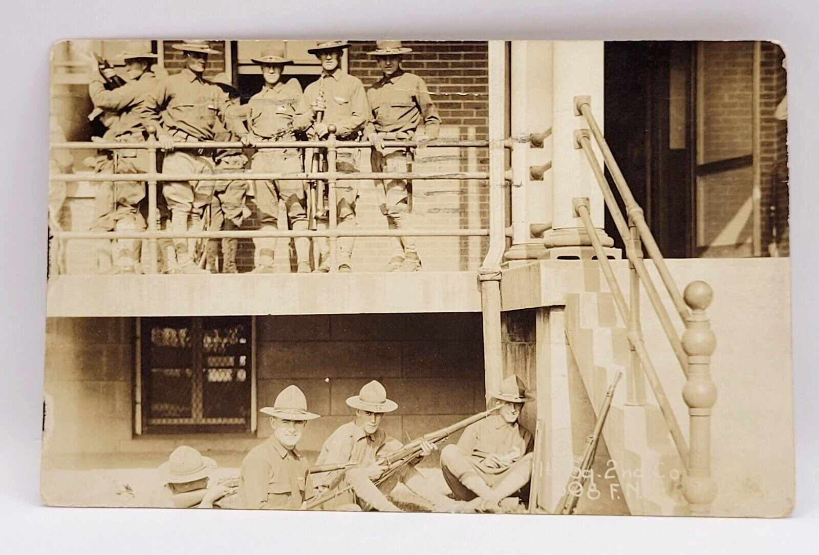 WWI US Army 1917 RPPC Sq 2nd Co Canceled Buffalo NY Stamped Postcard