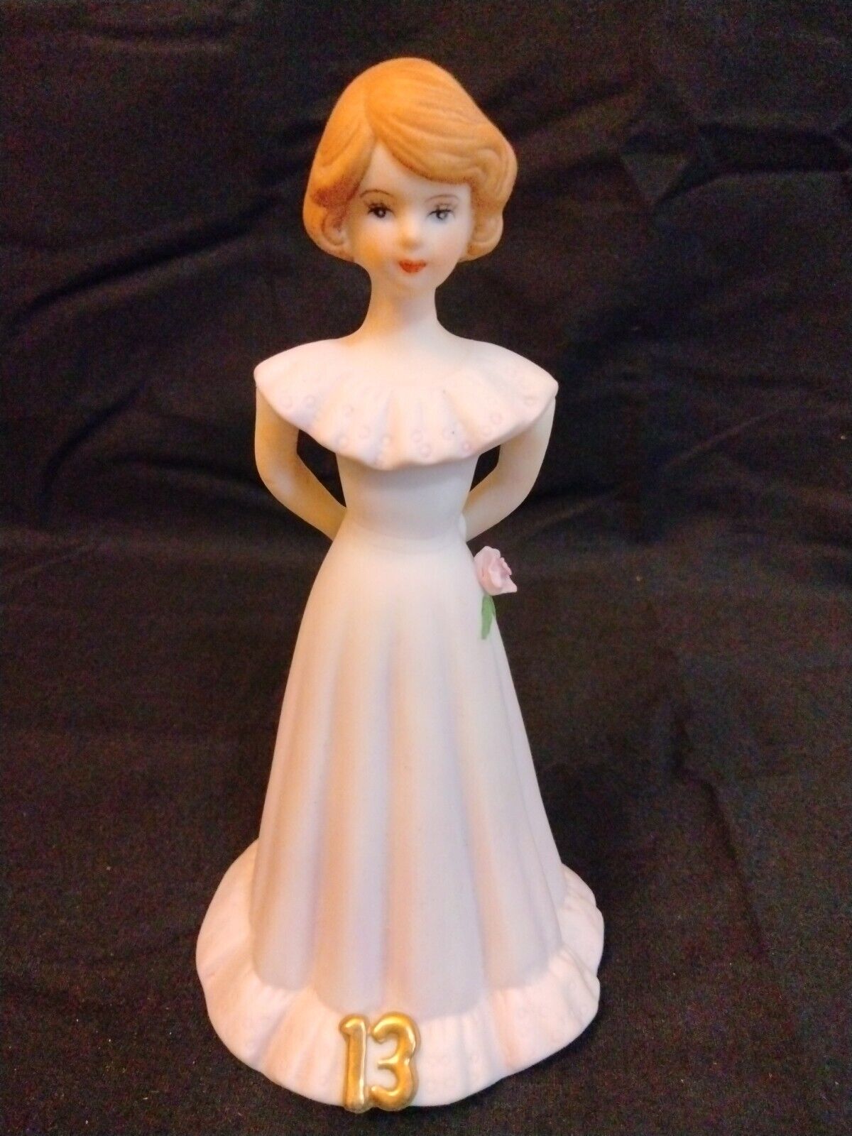 Enesco Growing Up Birthday Girls Age 13 Porcelain Figurine 1980s Brunette