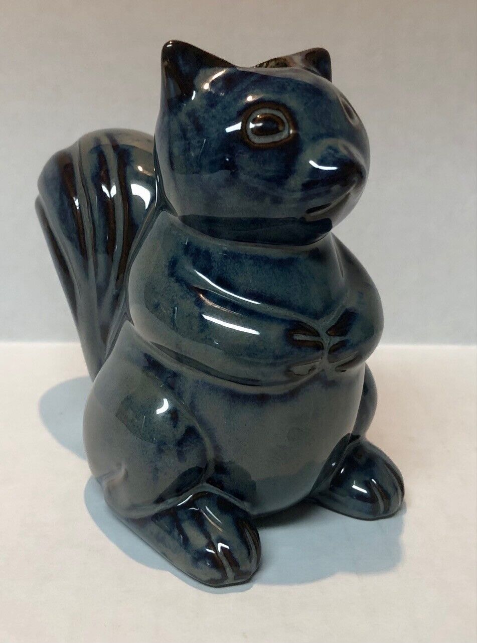 Cute ceramic squirrel planter blue & unmarked 4\