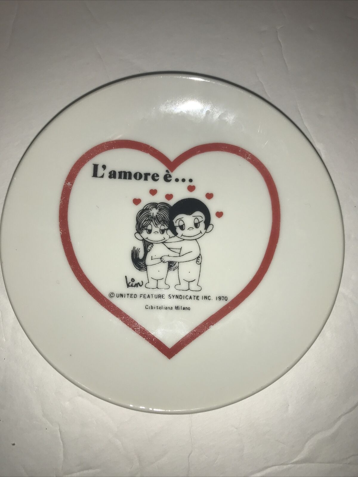 Vintage Kim Casali Love Is...Trinket Dish In Italian L\'amore é Ceramic 4\