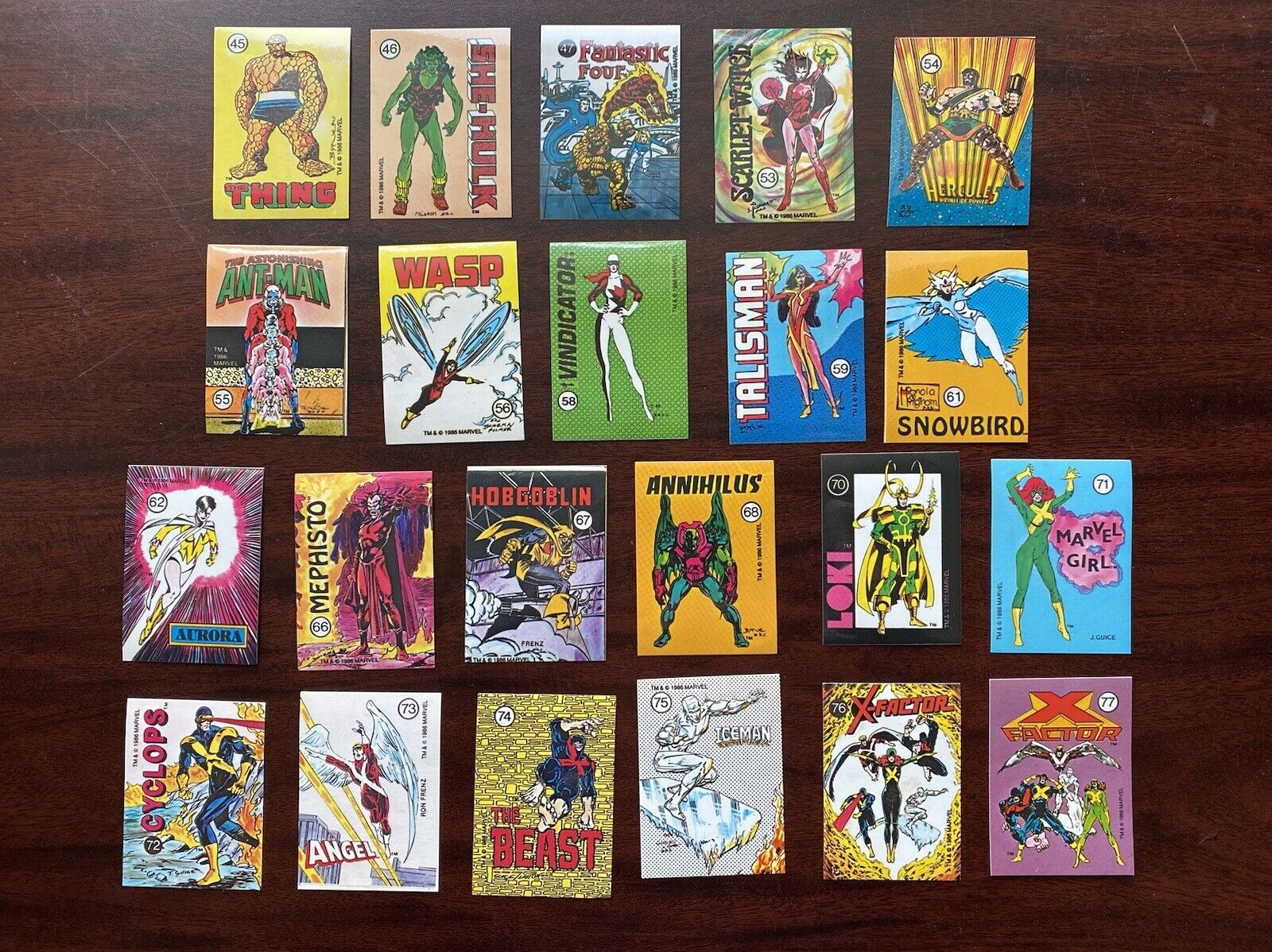 1986 Marvel Universe Sticker Lot of 22 : NM or Better : Key Characters