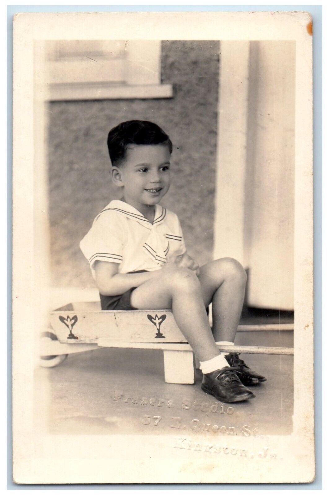 c1930's Little Boy Frasers Studio Kingston Jamaica Vintage RPPC Photo Postcard