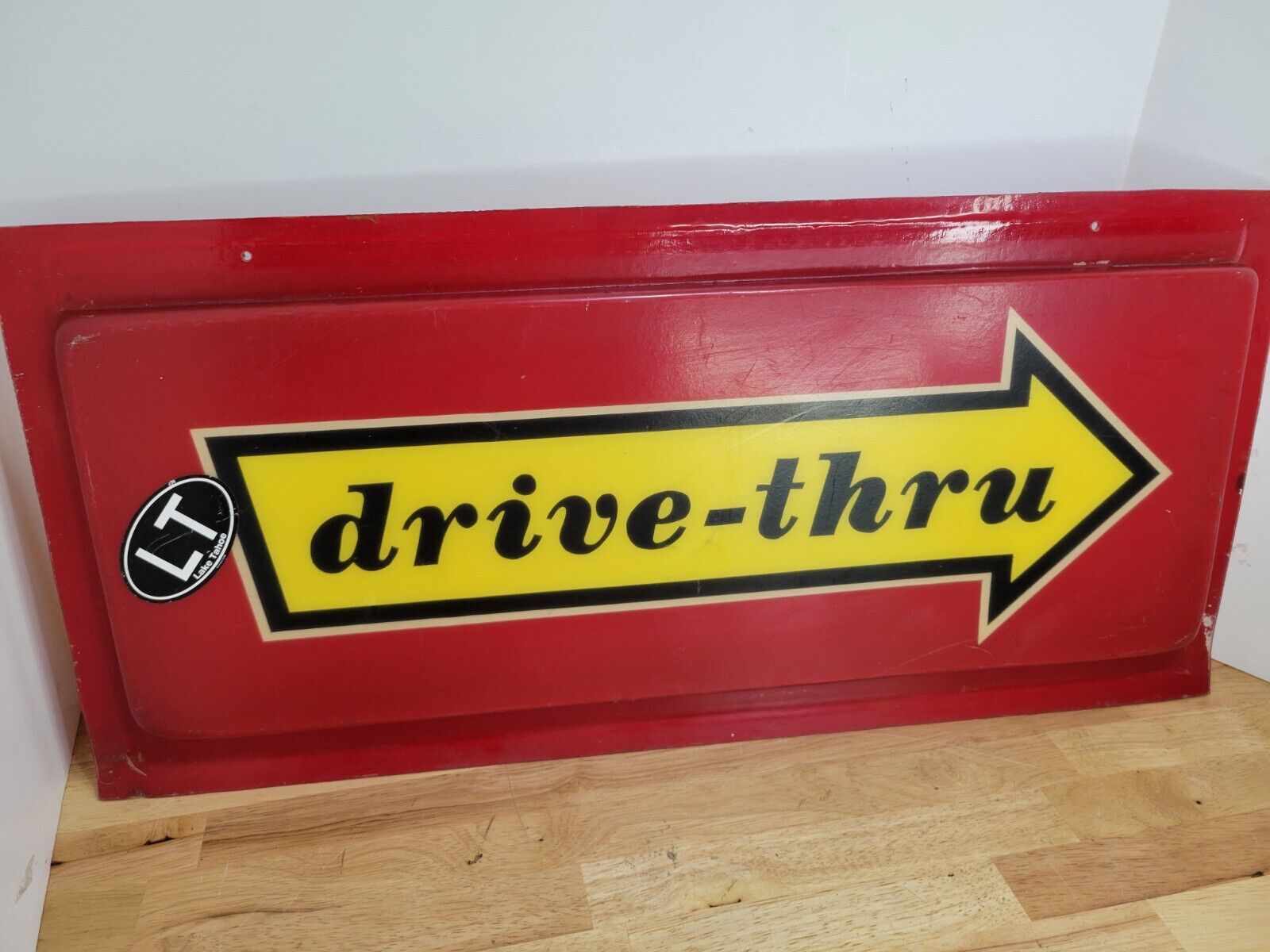 Vintage McDonalds Drive Thru Sign Red Yellow Arrow 80s/90s approx. 24\