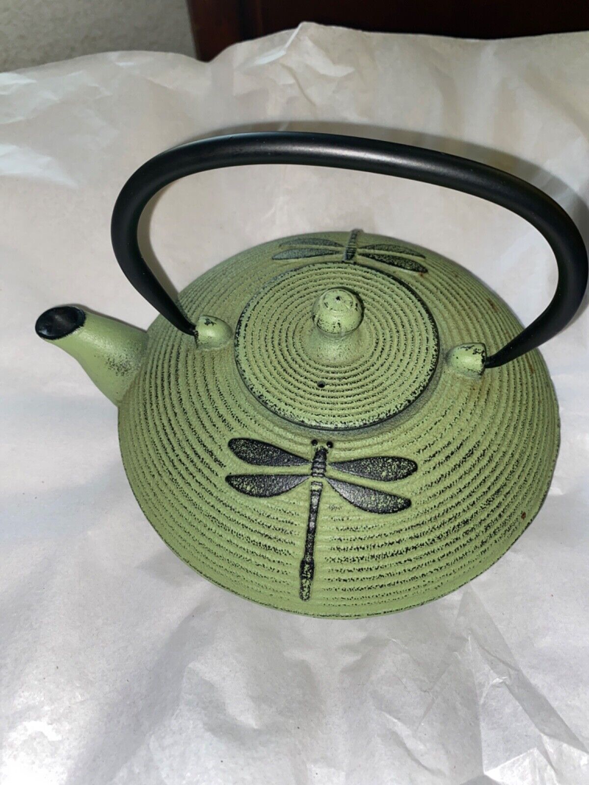 Unity Cast Iron Green Dragonfly Tea Pot